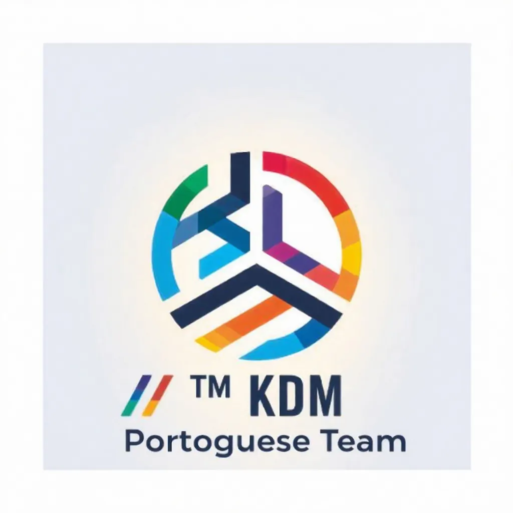 Prompt: a logo for a portuguese team with a colorful design on it's side and a white background with the words km kdm, Aquirax Uno, international typographic style, logo, a 3D render