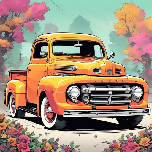 Prompt: a 1950 ford f-1