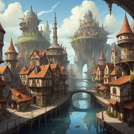 Prompt: Small science town, fantasy art, innovative city