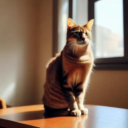 Prompt: A cat is sitting on the table