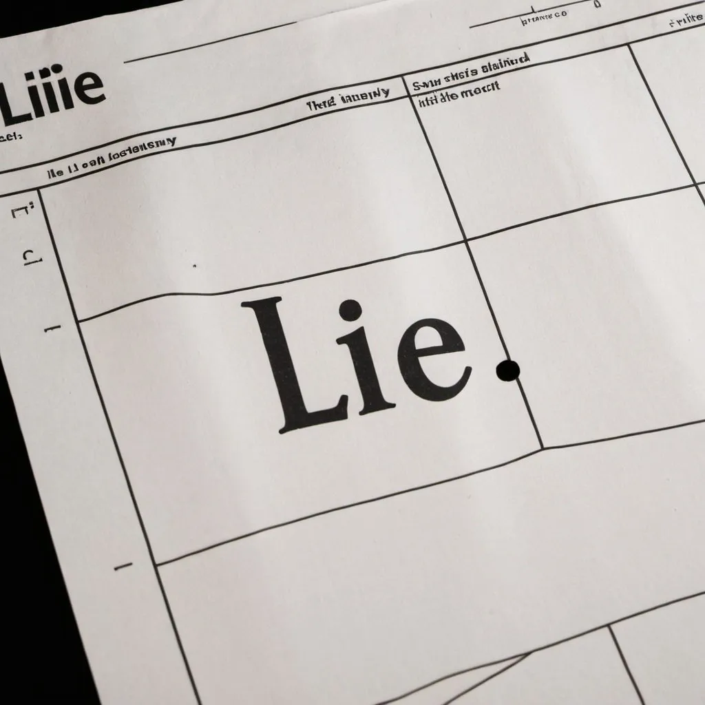 Prompt: The word "Lie" printed on a sheet