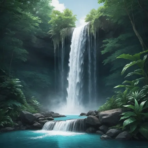 Prompt: I want to change my background and create a waterfall in it