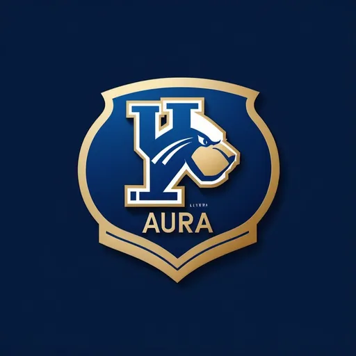 Prompt: (sleek logo for a professional football team) called Kentucky Aura, modern design, dynamic composition, crisp lines, bold typography, rich navy blue and white color scheme, subtle gold accents, sports-themed, high energy, professional, clean and minimalistic, powerful and inspiring, detailed emblem incorporating football imagery, balanced and symmetrical layout, visually striking, high resolution, ultra-detailed, 4K, perfect for branding and marketing.