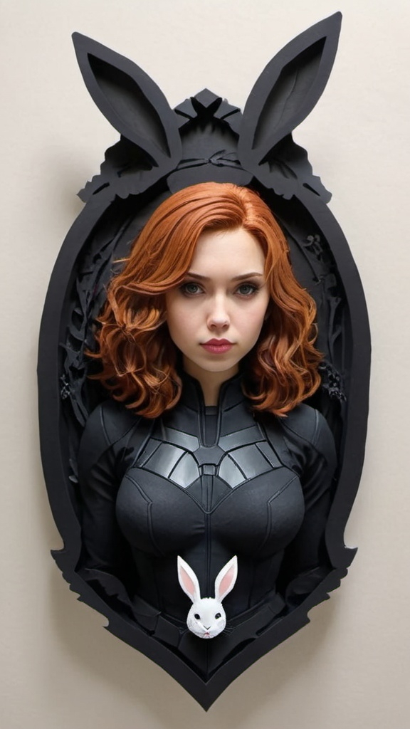 Prompt: Avengers black widow as a rabbit 