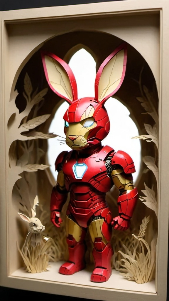 Prompt: Avengers iron man as a rabbit 