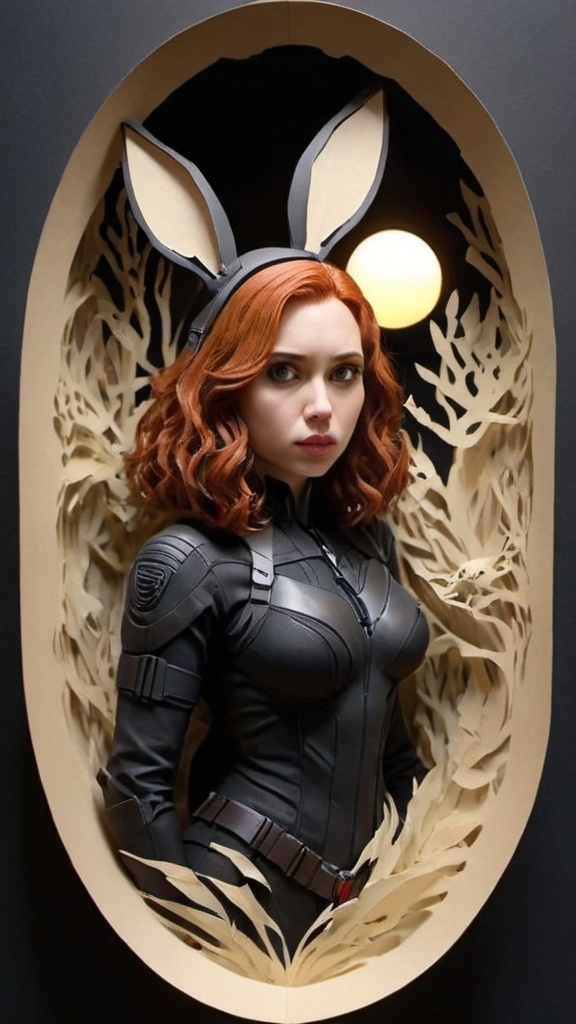 Prompt: Avengers black widow as a rabbit 