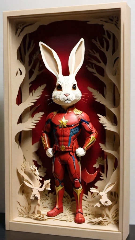 Prompt: Avengers captain marvel as a rabbit 