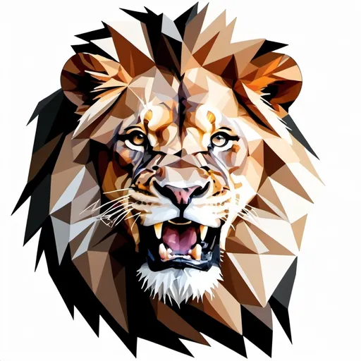 Prompt: low polygon roaring lion black outlines lines only,
 white background
