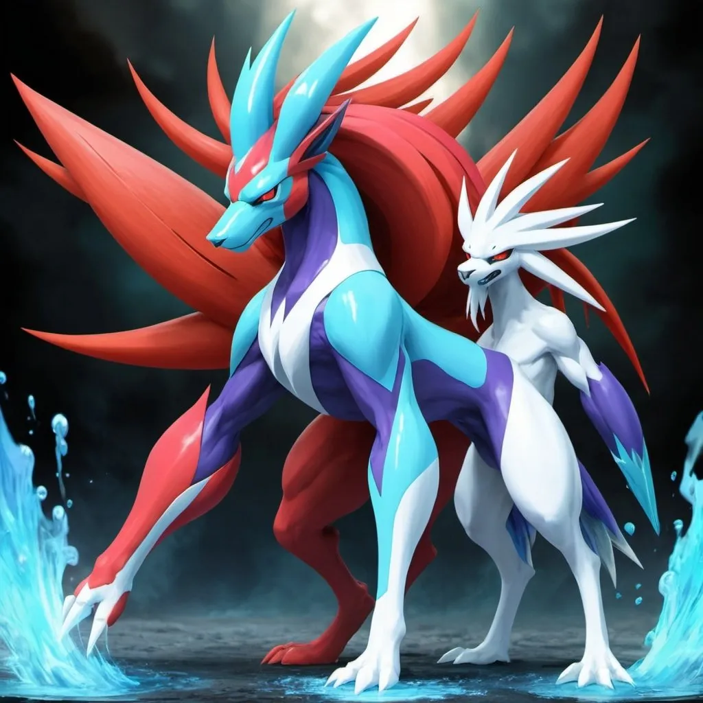 Prompt: Suicune and Blaziken blended together