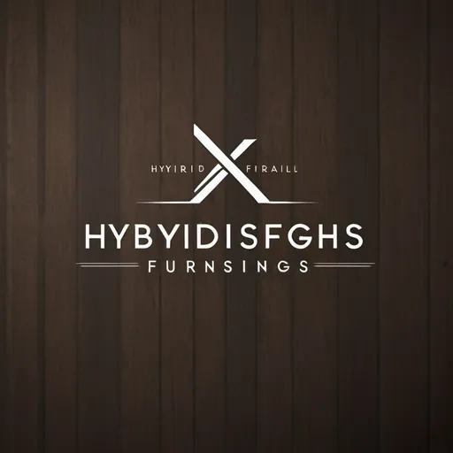 Prompt: (accurately spelled text "Hybrid Furnishings"), logo design, vintage style, a blend of modern and rustic elements, depicting steel and wood textures, elegant typography, harmonious color palette of earthy browns and muted grays, minimalistic yet impactful design, professional and appealing; suitable for a furniture business, high quality, unique aesthetic, vintage elegance.