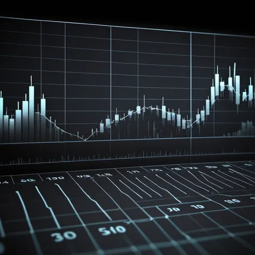 Prompt: Time dilation inside a stock market chart with 30 second candlesticks, black chart background, futuristic candlesticks.