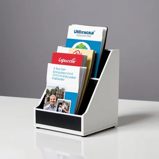 Prompt: A leaflet and brochure holder that can be placed on a table