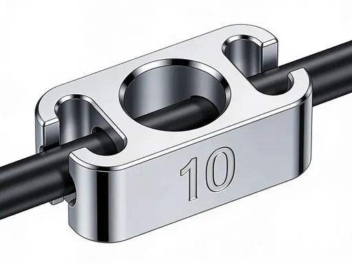Prompt: Make A proper snap-fit clip optimized for 7.5 mm cable diameter with the number 10 embossed on it.