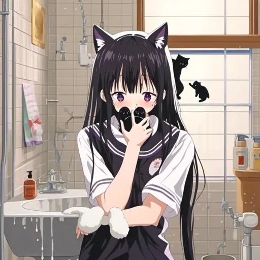 Prompt: a cat is washing her face<mymodel>