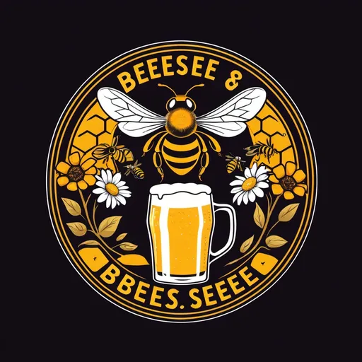 Prompt: A logo for my podcast; Bees, beers & bikes