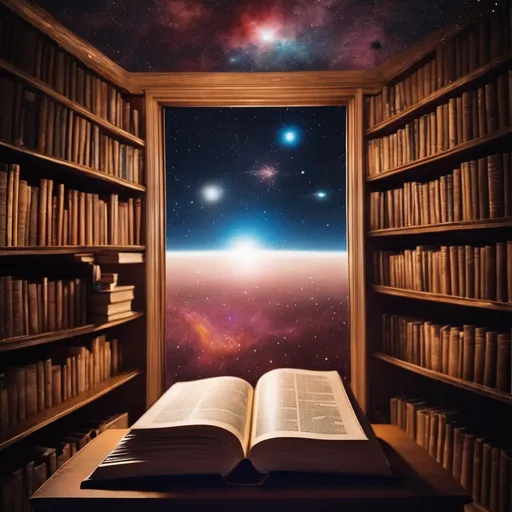 Prompt: All the books in the universe,  photo,