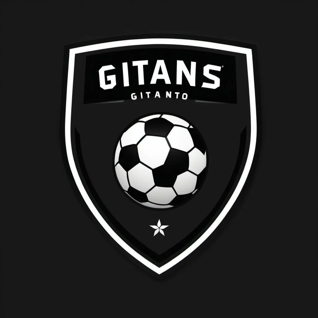 Prompt: Football team badge of a team whose main colors is black with white details. The team is called GITANOS, but its not necessary to include that in the badge. MINIMALISTIC style. MATTE BLACK