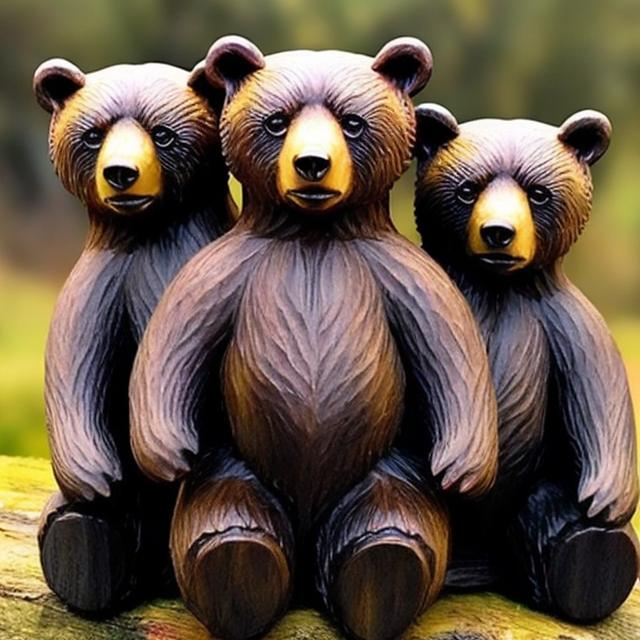 Prompt: three bears looking unhappy