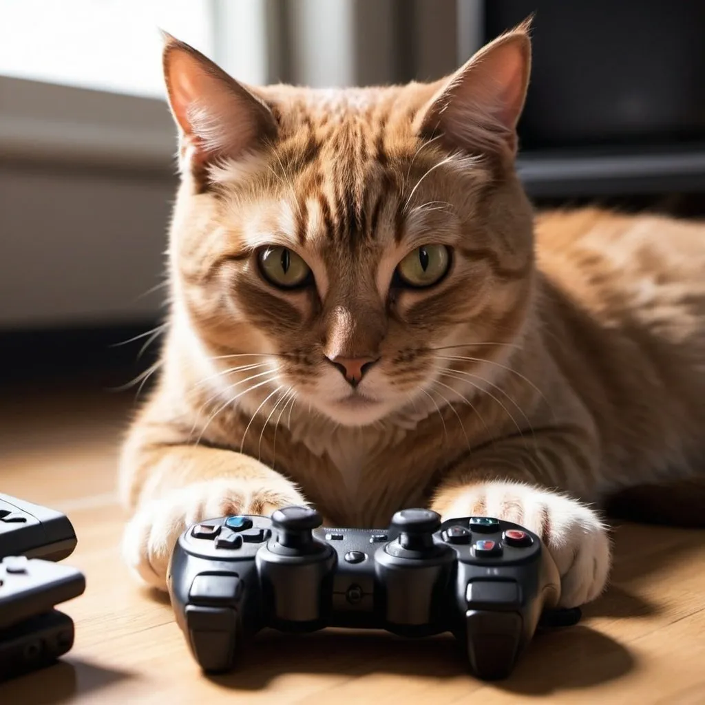 Prompt: e.g. A cat playing video games in future
