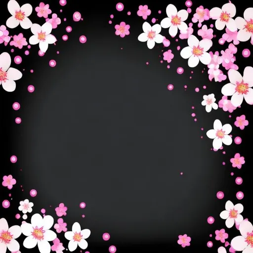 Prompt: Black background with Japanese cherry blossoms template