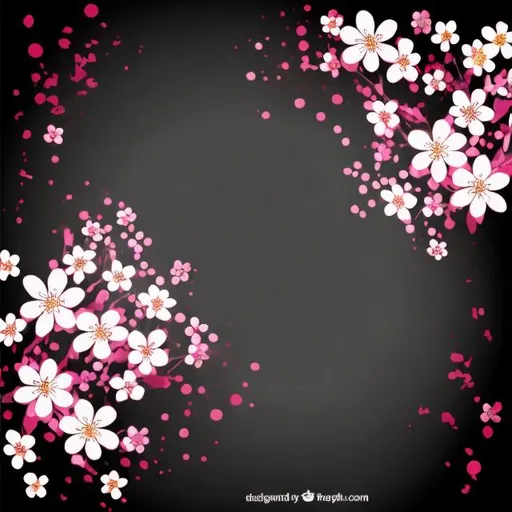 Prompt: Black background with Japanese cherry blossoms template