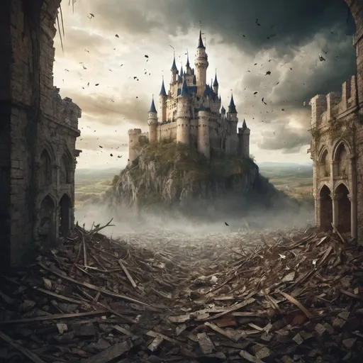 Prompt: a kingdom falling apart
