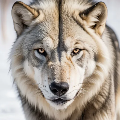 Prompt: A full face, half Siberian wolf, half lion. With two landscapes divided: Siberian on winter and the African savanna on the other side...