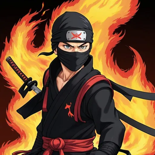 Prompt: ninja fire animeted