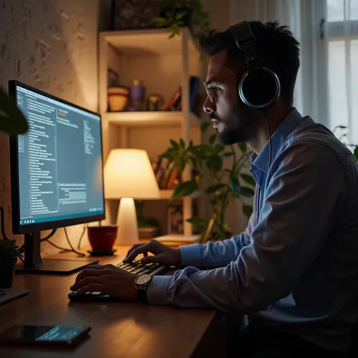 Prompt: A hausa man using computer in the desk of is one with his girlfriend 