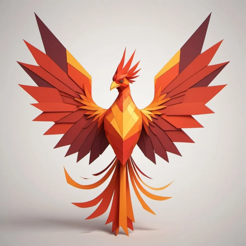 Prompt: Create an image of a pheonix with its body made by quadrilaterals, squares, rectangles, rhombus, etc