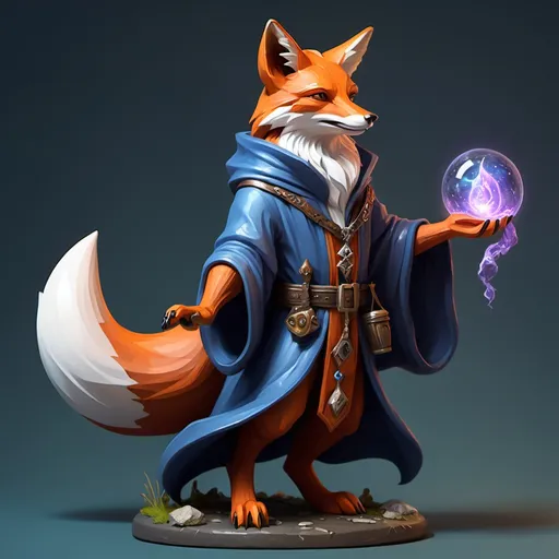 Prompt: Antropomorphic fox sorcerer