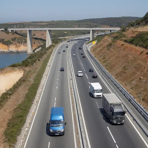 Prompt: driving with safety on A24 highway in portugal with no traffic