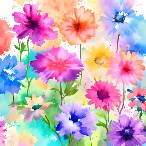 Prompt: impressionist watercolor pastel flowers on a solid colored background, colorful, soft