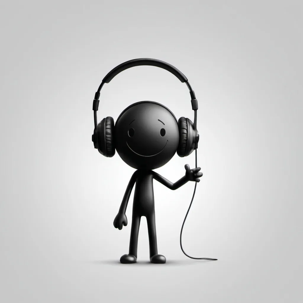 Prompt: Stickman wearing headphones