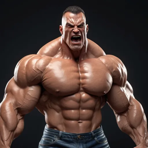 Prompt: Gigachad meme in 4k HD, full body picture, ultra-muscular, intense facial expression, professional lighting, hyper-realistic, high quality, meme style, vibrant and dynamic, detailed physique, larger-than-life presence, HD rendering