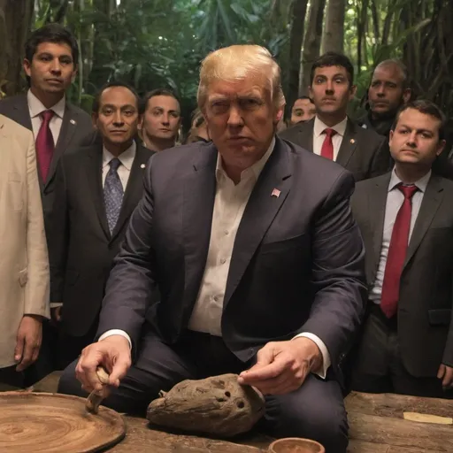 Prompt: Donald Trump at an ayahuasca ceremony