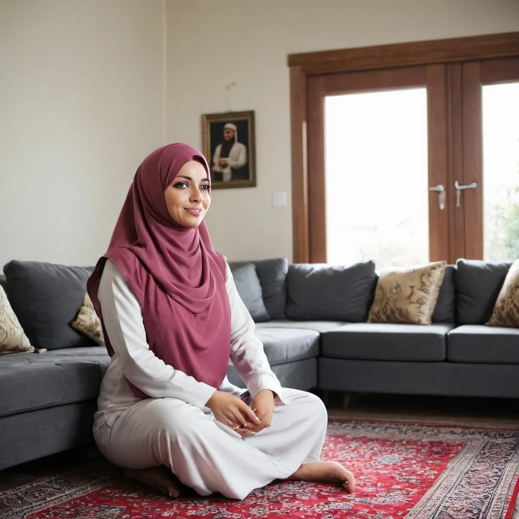 Prompt: Muslim wife at the house