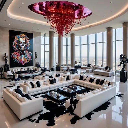 Prompt: <mymodel> huge penthouse artistic billionaire interior 