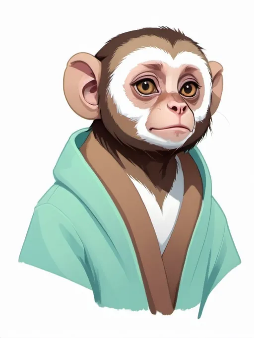 Prompt: capuchin fursona, cute, intense eyes, flat colors, colorful, pastel