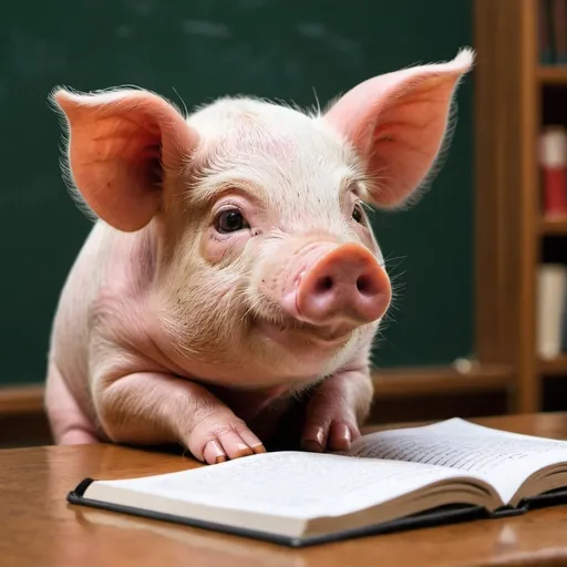 Prompt: Pig is learning