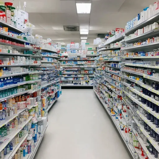 Prompt: Big pharmacy with a large inventory.