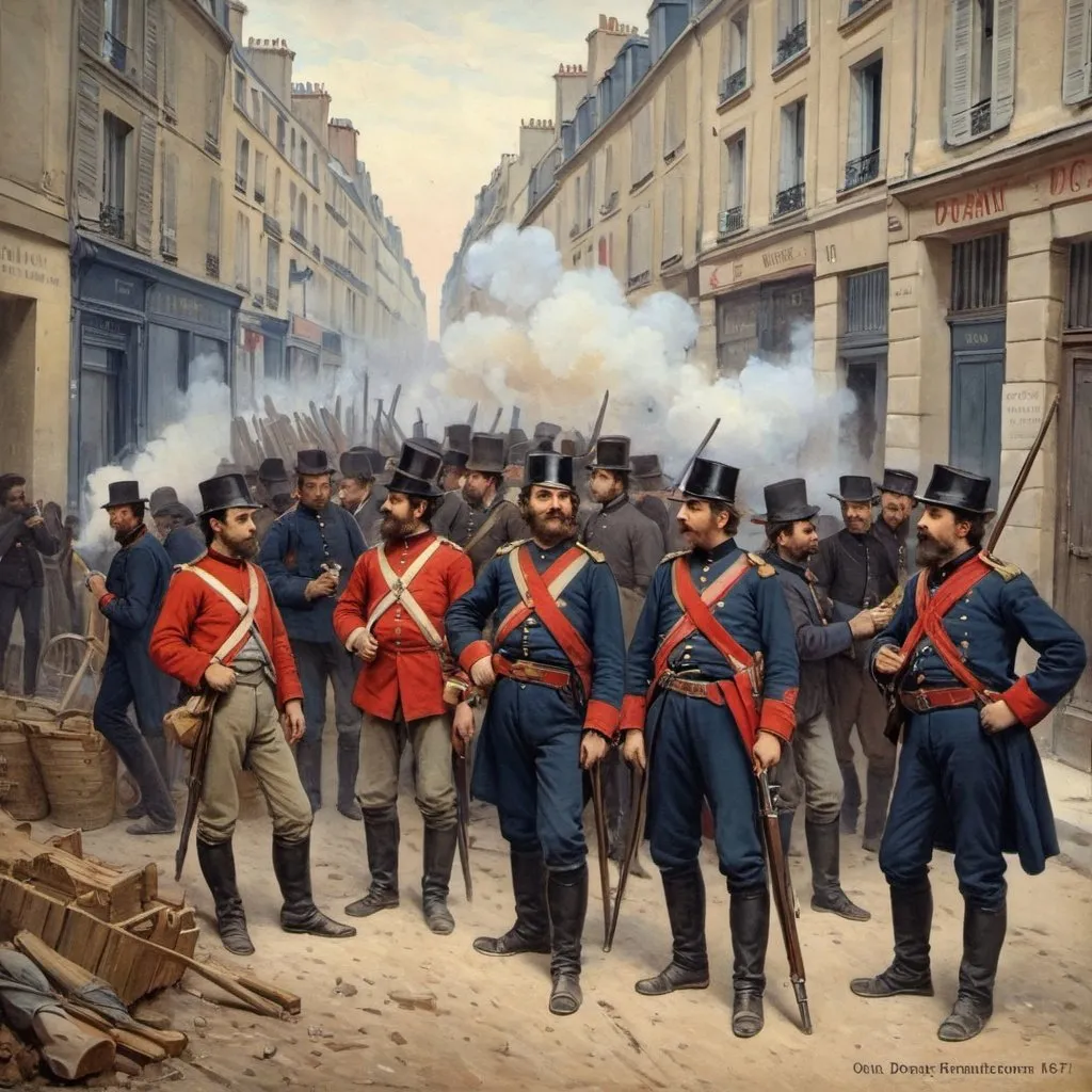 Prompt: On the street  Doring Paris commune of 1871