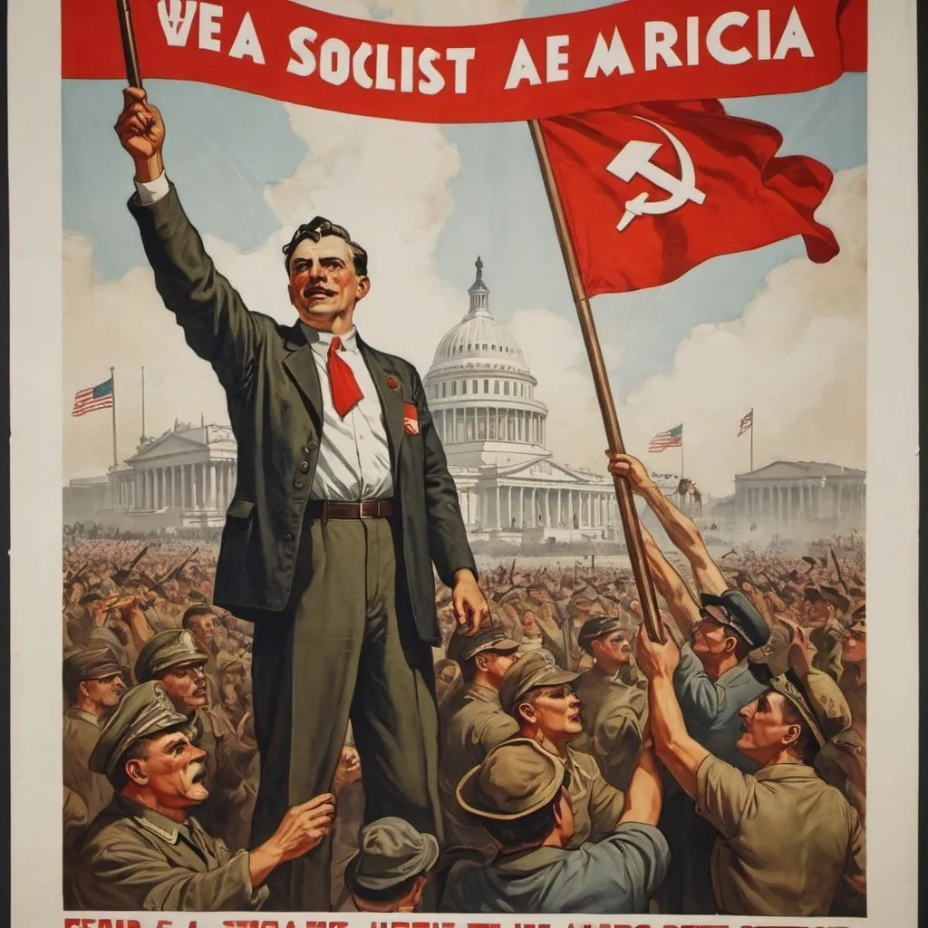 Prompt: A propaganda poster for a socialist america