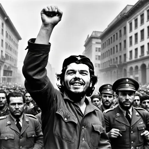 Prompt: Che guevarro liberating America from the evil capitalists.