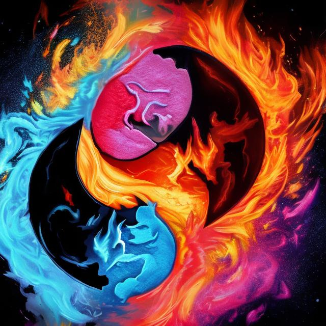 Prompt: fire and ice ying yang

