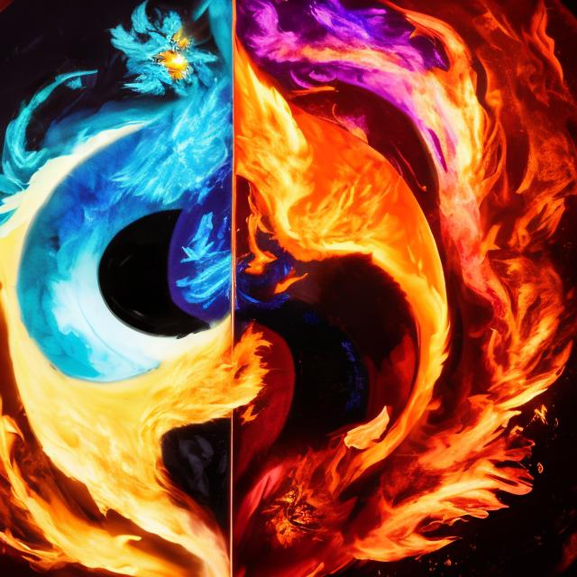 Prompt: fire and ice ying yang
