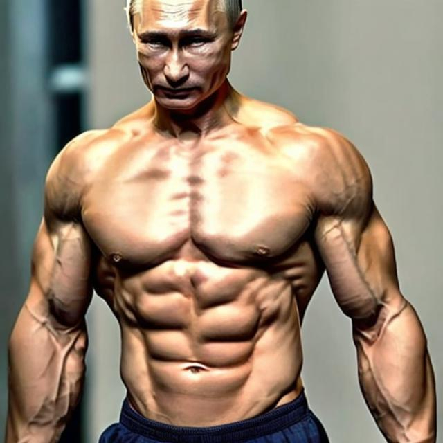 Prompt: putin, muscular