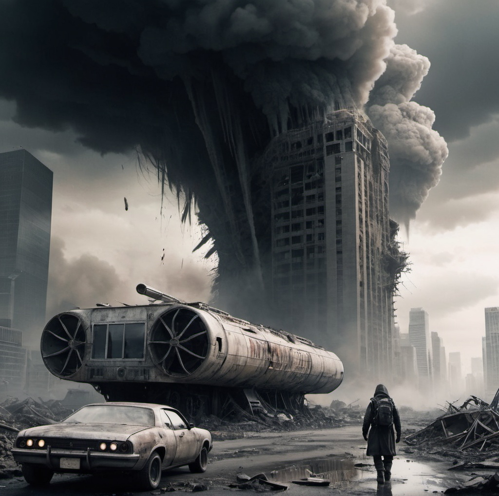 Prompt: futuristic, in an apocalyptic scenario
