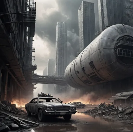 Prompt: futuristic, in an apocalyptic scenario