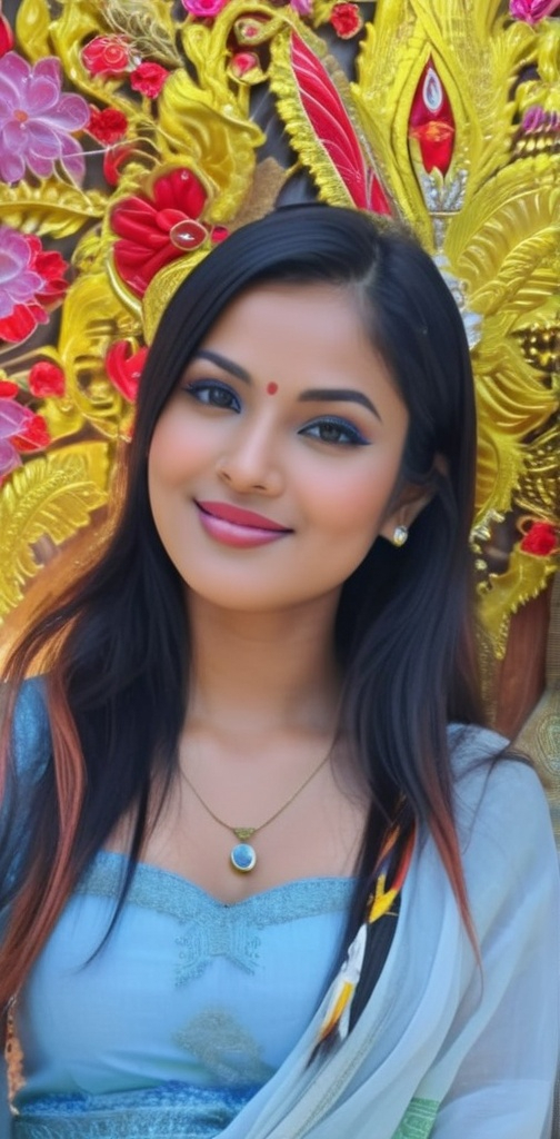 Prompt: gorgeous glowing nepalese goddess beautiful girl ultra sharp focused highly detailed ultra high resolution stunning hyper realistic portrait 